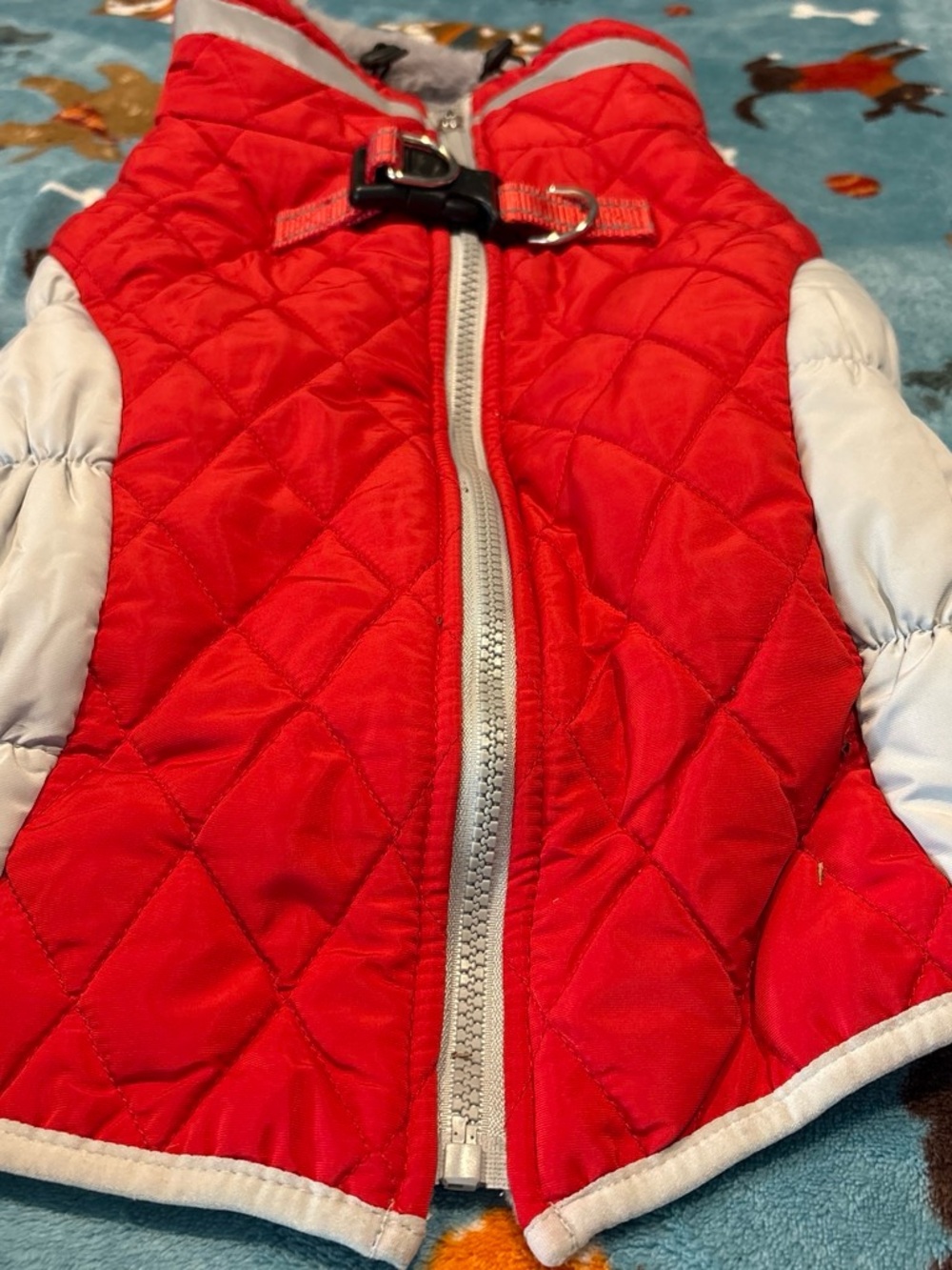 Dog Quilted Red Small Pet Puffer Jacket with Harness Loop medium